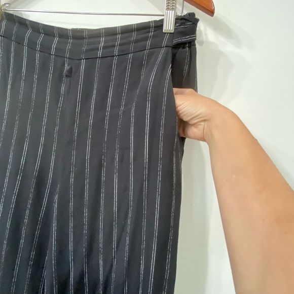Wilfred Faun Stripe Wide Leg Black/ White Thin Stripe Tie Back Pull on pant L - Picture 9 of 16